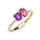 5 - Galina 7x5 mm Emerald Cut Amethyst and 8x6 mm Oval Pink Tourmaline 2 Stone Duo Ring 