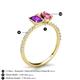 6 - Galina 7x5 mm Emerald Cut Amethyst and 8x6 mm Oval Pink Tourmaline 2 Stone Duo Ring 