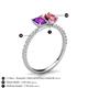 6 - Galina 7x5 mm Emerald Cut Amethyst and 8x6 mm Oval Pink Tourmaline 2 Stone Duo Ring 