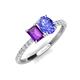 5 - Galina 7x5 mm Emerald Cut Amethyst and 8x6 mm Oval Tanzanite 2 Stone Duo Ring 