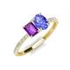 5 - Galina 7x5 mm Emerald Cut Amethyst and 8x6 mm Oval Tanzanite 2 Stone Duo Ring 