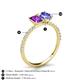 6 - Galina 7x5 mm Emerald Cut Amethyst and 8x6 mm Oval Tanzanite 2 Stone Duo Ring 