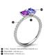 6 - Galina 7x5 mm Emerald Cut Amethyst and 8x6 mm Oval Tanzanite 2 Stone Duo Ring 