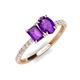5 - Galina 7x5 mm Emerald Cut and 8x6 mm Oval Amethyst 2 Stone Duo Ring 