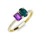 5 - Galina 7x5 mm Emerald Cut Amethyst and 8x6 mm Oval London Blue Topaz 2 Stone Duo Ring 