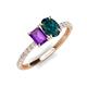 5 - Galina 7x5 mm Emerald Cut Amethyst and 8x6 mm Oval London Blue Topaz 2 Stone Duo Ring 