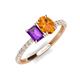 5 - Galina 7x5 mm Emerald Cut Amethyst and 8x6 mm Oval Citrine 2 Stone Duo Ring 