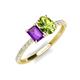 5 - Galina 7x5 mm Emerald Cut Amethyst and 8x6 mm Oval Peridot 2 Stone Duo Ring 