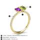 6 - Galina 7x5 mm Emerald Cut Amethyst and 8x6 mm Oval Peridot 2 Stone Duo Ring 