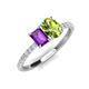 5 - Galina 7x5 mm Emerald Cut Amethyst and 8x6 mm Oval Peridot 2 Stone Duo Ring 