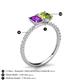 6 - Galina 7x5 mm Emerald Cut Amethyst and 8x6 mm Oval Peridot 2 Stone Duo Ring 