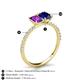 6 - Galina 7x5 mm Emerald Cut Amethyst and 8x6 mm Oval Blue Sapphire 2 Stone Duo Ring 