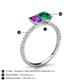 6 - Galina 7x5 mm Emerald Cut Amethyst and 8x6 mm Oval Emerald 2 Stone Duo Ring 