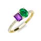 5 - Galina 7x5 mm Emerald Cut Amethyst and 8x6 mm Oval Emerald 2 Stone Duo Ring 