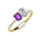 5 - Galina 7x5 mm Emerald Cut Amethyst and 8x6 mm Oval Forever Brilliant Moissanite 2 Stone Duo Ring 