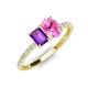 5 - Galina 7x5 mm Emerald Cut Amethyst and 8x6 mm Oval Pink Sapphire 2 Stone Duo Ring 