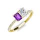 5 - Galina 7x5 mm Emerald Cut Amethyst and 8x6 mm Oval White Sapphire 2 Stone Duo Ring 