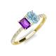5 - Galina 7x5 mm Emerald Cut Amethyst and 8x6 mm Oval Aquamarine 2 Stone Duo Ring 
