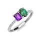 5 - Galina 7x5 mm Emerald Cut Amethyst and 8x6 mm Oval Lab Created Alexandrite 2 Stone Duo Ring 