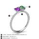 6 - Galina 7x5 mm Emerald Cut Amethyst and 8x6 mm Oval Lab Created Alexandrite 2 Stone Duo Ring 