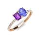 5 - Galina 7x5 mm Emerald Cut Amethyst and 8x6 mm Oval Tanzanite 2 Stone Duo Ring 