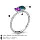 6 - Galina 7x5 mm Emerald Cut Amethyst and 8x6 mm Oval London Blue Topaz 2 Stone Duo Ring 