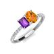 5 - Galina 7x5 mm Emerald Cut Amethyst and 8x6 mm Oval Citrine 2 Stone Duo Ring 
