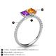 6 - Galina 7x5 mm Emerald Cut Amethyst and 8x6 mm Oval Citrine 2 Stone Duo Ring 