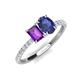 5 - Galina 7x5 mm Emerald Cut Amethyst and 8x6 mm Oval Iolite 2 Stone Duo Ring 