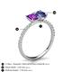 6 - Galina 7x5 mm Emerald Cut Amethyst and 8x6 mm Oval Iolite 2 Stone Duo Ring 