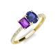 5 - Galina 7x5 mm Emerald Cut Amethyst and 8x6 mm Oval Iolite 2 Stone Duo Ring 