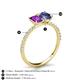 6 - Galina 7x5 mm Emerald Cut Amethyst and 8x6 mm Oval Iolite 2 Stone Duo Ring 