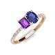 5 - Galina 7x5 mm Emerald Cut Amethyst and 8x6 mm Oval Iolite 2 Stone Duo Ring 