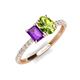 5 - Galina 7x5 mm Emerald Cut Amethyst and 8x6 mm Oval Peridot 2 Stone Duo Ring 