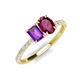 5 - Galina 7x5 mm Emerald Cut Amethyst and 8x6 mm Oval Rhodolite Garnet 2 Stone Duo Ring 