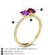 6 - Galina 7x5 mm Emerald Cut Amethyst and 8x6 mm Oval Rhodolite Garnet 2 Stone Duo Ring 