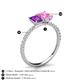 6 - Galina 7x5 mm Emerald Cut Amethyst and 8x6 mm Oval Pink Sapphire 2 Stone Duo Ring 