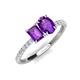 5 - Galina 7x5 mm Emerald Cut and 8x6 mm Oval Amethyst 2 Stone Duo Ring 
