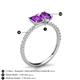 6 - Galina 7x5 mm Emerald Cut and 8x6 mm Oval Amethyst 2 Stone Duo Ring 