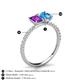 6 - Galina 7x5 mm Emerald Cut Amethyst and 8x6 mm Oval Blue Topaz 2 Stone Duo Ring 