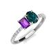 5 - Galina 7x5 mm Emerald Cut Amethyst and 8x6 mm Oval London Blue Topaz 2 Stone Duo Ring 