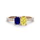1 - Galina 7x5 mm Emerald Cut Blue Sapphire and 8x6 mm Oval Yellow Sapphire 2 Stone Duo Ring 