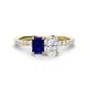 1 - Galina 7x5 mm Emerald Cut Blue Sapphire and 8x6 mm Oval White Sapphire 2 Stone Duo Ring 