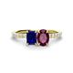 1 - Galina 7x5 mm Emerald Cut Blue Sapphire and 8x6 mm Oval Rhodolite Garnet 2 Stone Duo Ring 