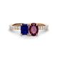 1 - Galina 7x5 mm Emerald Cut Blue Sapphire and 8x6 mm Oval Rhodolite Garnet 2 Stone Duo Ring 