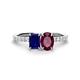 1 - Galina 7x5 mm Emerald Cut Blue Sapphire and 8x6 mm Oval Rhodolite Garnet 2 Stone Duo Ring 