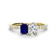 1 - Galina 7x5 mm Emerald Cut Blue Sapphire and 8x6 mm Oval Forever Brilliant Moissanite 2 Stone Duo Ring 