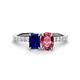 1 - Galina 7x5 mm Emerald Cut Blue Sapphire and 8x6 mm Oval Pink Tourmaline 2 Stone Duo Ring 