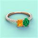 4 - Galina 7x5 mm Emerald Cut Citrine and 8x6 mm Oval Emerald 2 Stone Duo Ring 