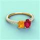 4 - Galina 7x5 mm Emerald Cut Citrine and 8x6 mm Oval Ruby 2 Stone Duo Ring 